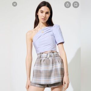 Maje plaid trompe l'oeil shorts skort